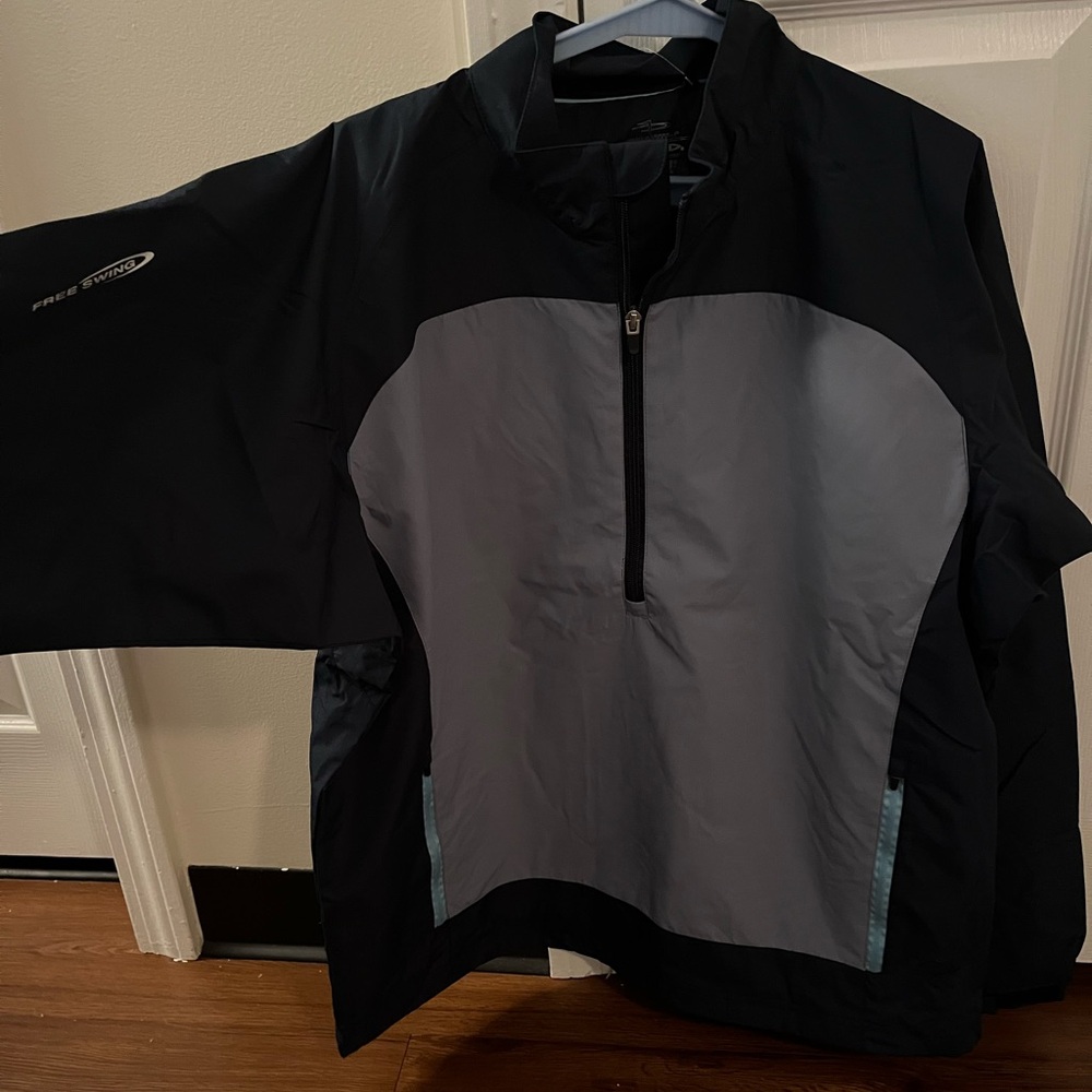 Brand new with tags windbreaker navy blue and grey since large